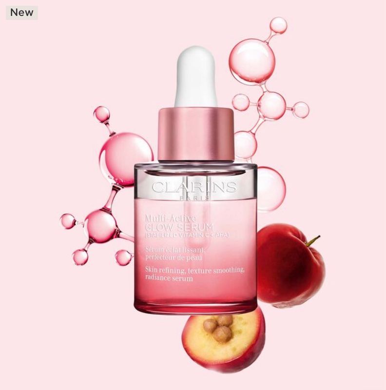 Clarins Multi-Active Glow Serum The bi-phase serum that boosts radiance, smoothes the skin and evens out the complexion, day after day, 30mL COMING SOON ‼️