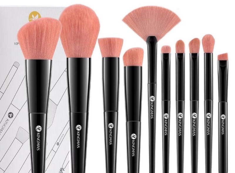 Kingmas 10 Pcs Makeup Brushes • Premium Face and Eye Makeup Brush Set • Vegan &amp; Cruelty-Free Brushes • Ultra-Soft • Amazon Best Seller