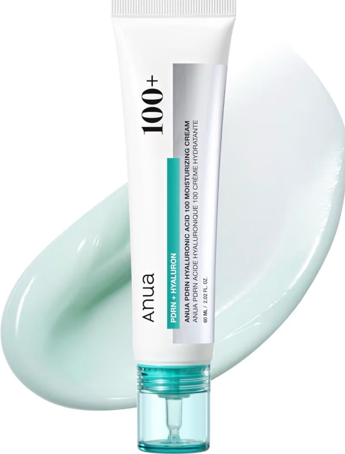 Anua PDRN Hyaluronic Acid 100 Moisturizing Cream, Lightweight • Non-Greasy Hydrating Face Moisturizer with Salmon DNA for Glass Skin • Korean Skincare • 2.02 oZ • 60 mL