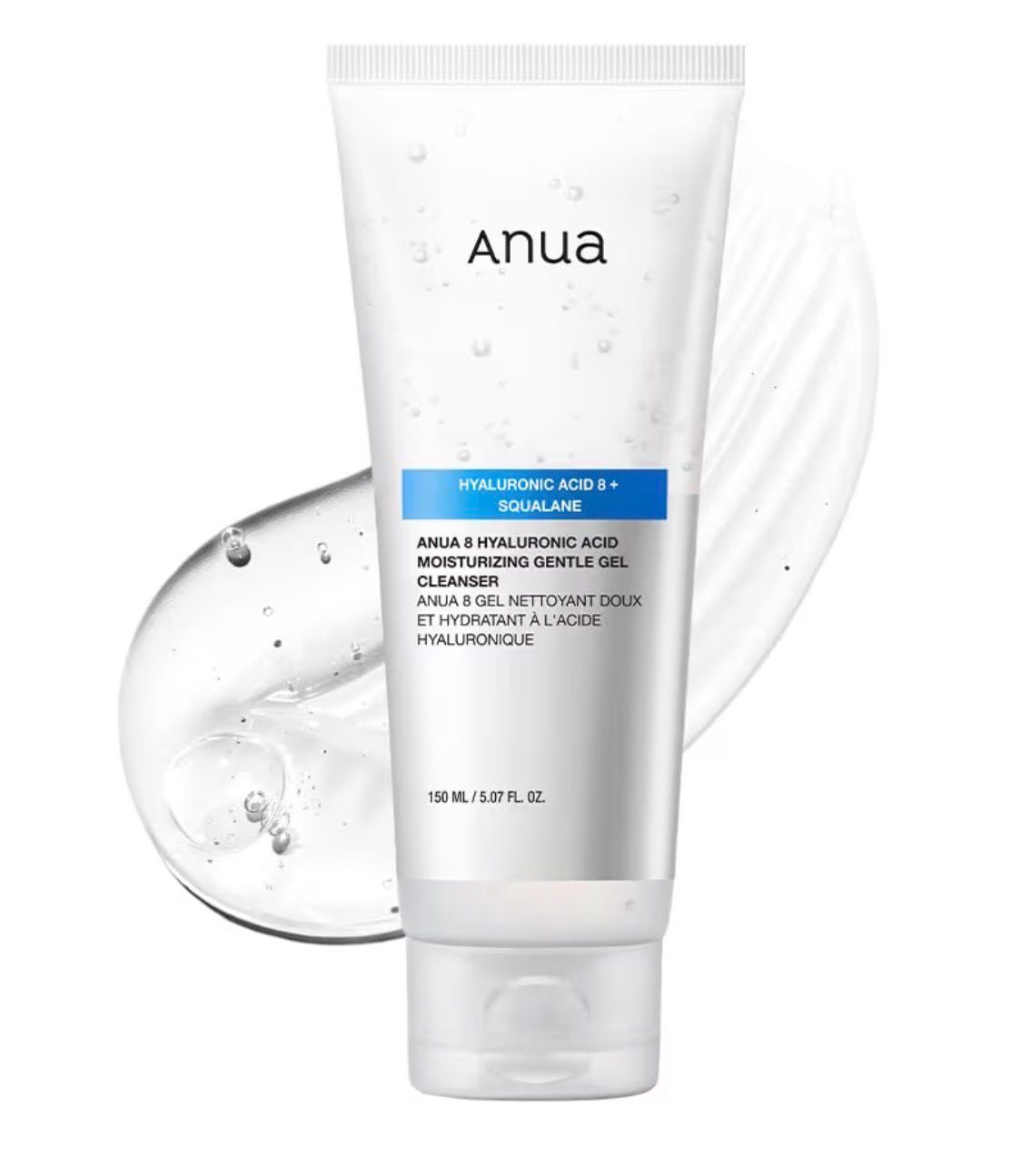 Anua Moisturizing Gentle Gel Cleanser • Hydrating Face Wash with Hyaluronic Acid • Squalane &amp; Ceramide • pH Balancing • Non-Stripping Cleanser for Sensitive Skin • Korean Skin Care • 5.07 oZ • 150 mL
