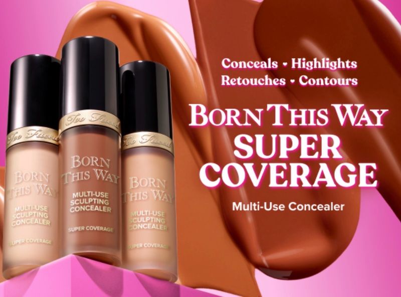 Too Faced Born This Way Super Coverage Concealer Multi-Tasking | Hydrating | Longwear Full Coverage Concealer for Dark Circles &amp; Blemishes + Natural Finish • 13.5 mL • 0.45 oZ • Price Drop To 31.7.26