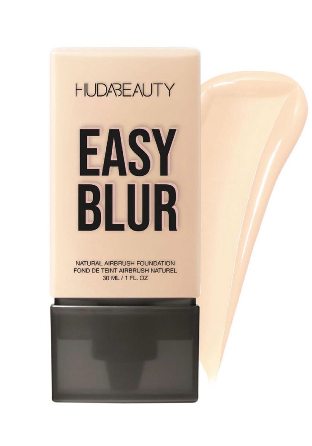 Huda Beauty Easy Blur Natural Airbrush Foundation, Medium-to-Buildable Coverage, 1 fl oz, with Niacinamide 110N Angel Food - Light skin , 30mL