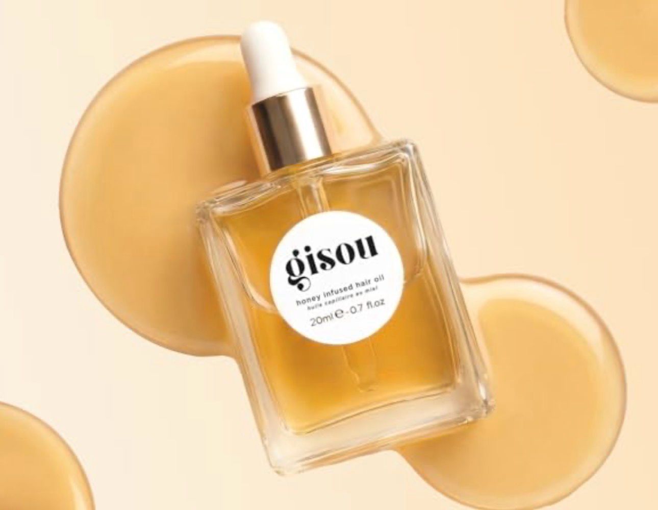 Gisou Honey Infused Hair Oil Travel Size • Hydrating • Frizz Control Luxury Treatment with Mirsalehi Honey • Adds Shine &amp; Heat Protectant • Color Safe for All Hair Types • 0.7 oZ • 20 mL
