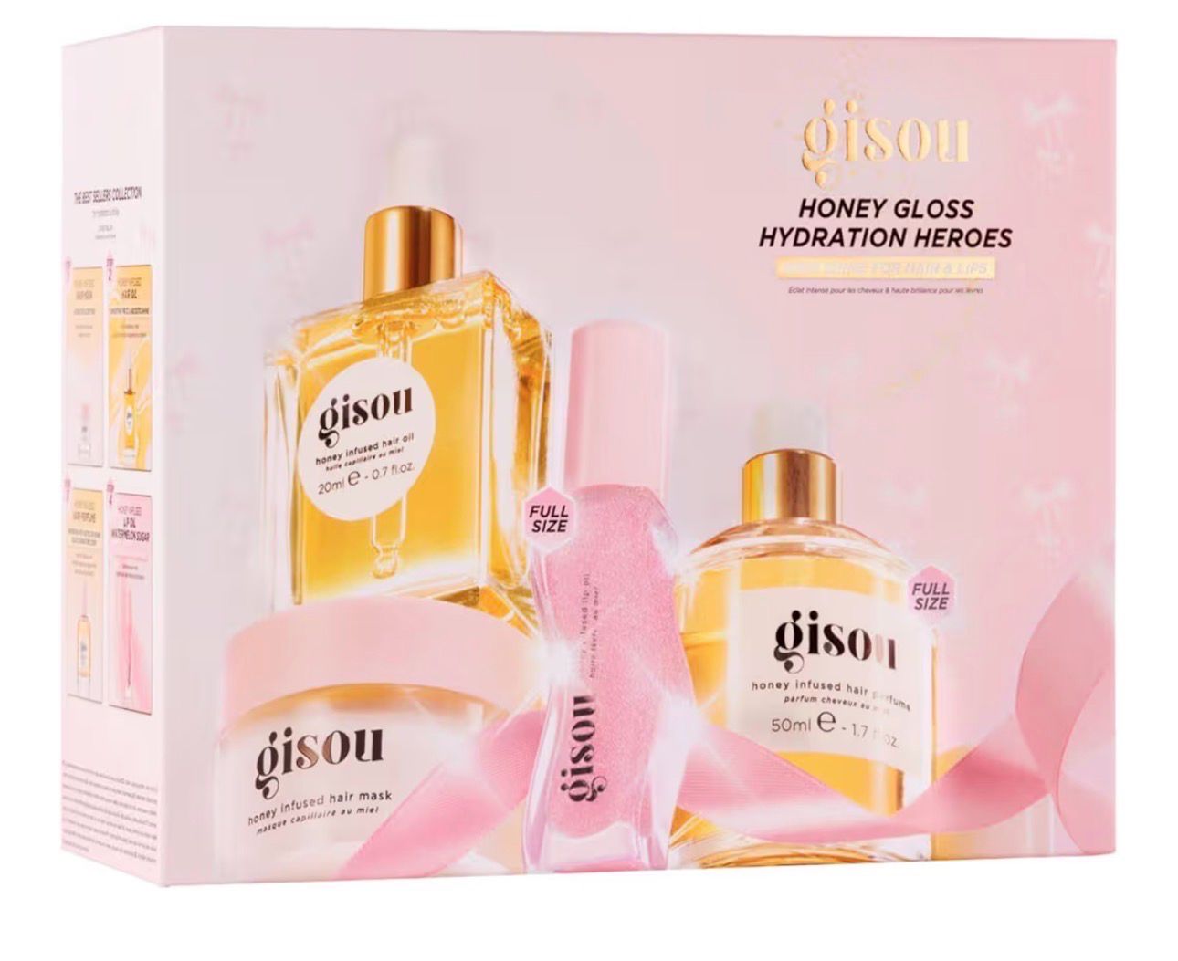 Gisou Honey Gloss Hydration Heroes Set - Hair Oil 20Ml, Mask 50Ml, Serum 50Ml - Gift 💝 Set