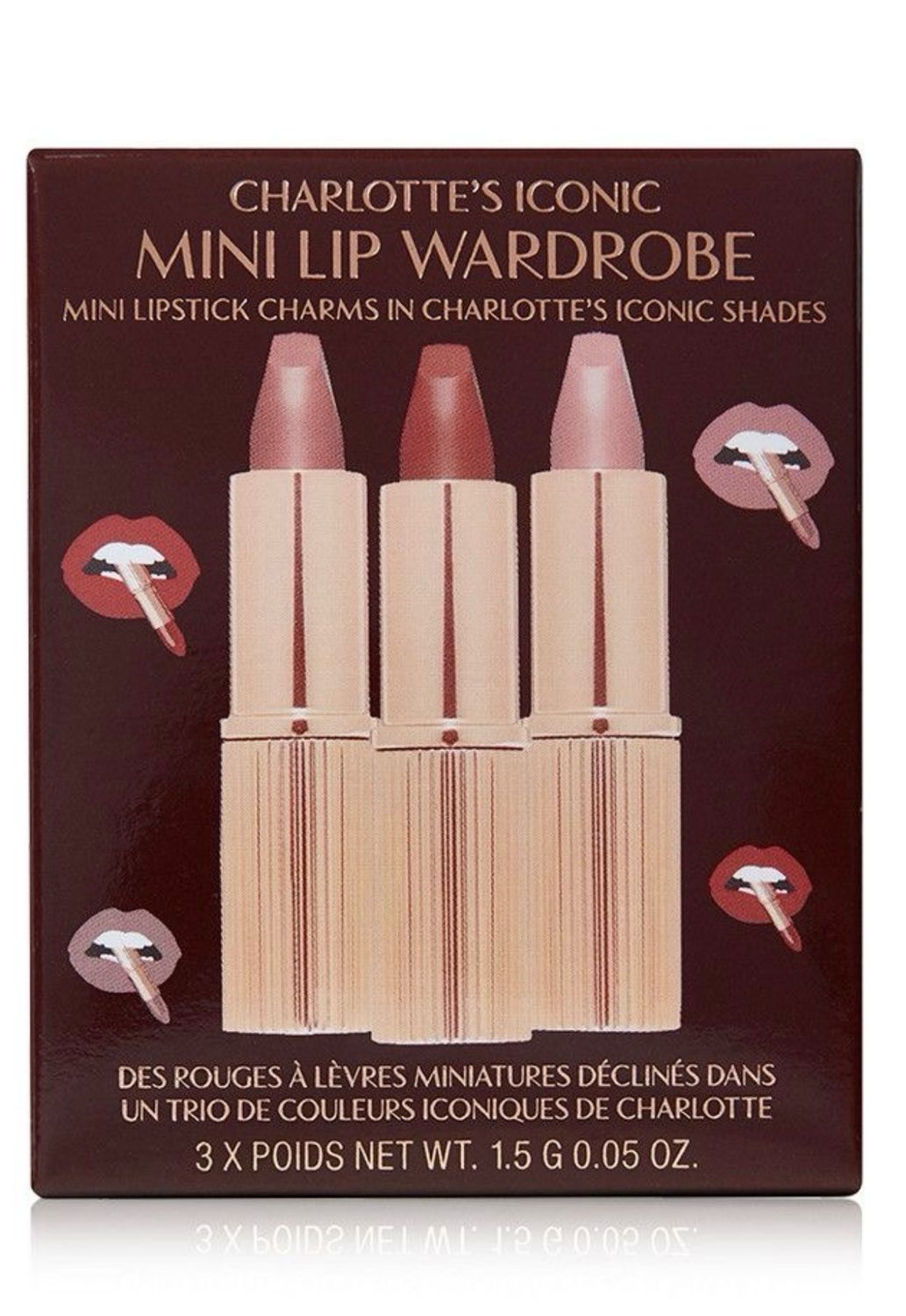 Charlotte Tilbury Iconic Mini Lip Wardrobe • Small Gift Set 3 Pcs • Limited Edition • 1.5 g • 0.05 oZ