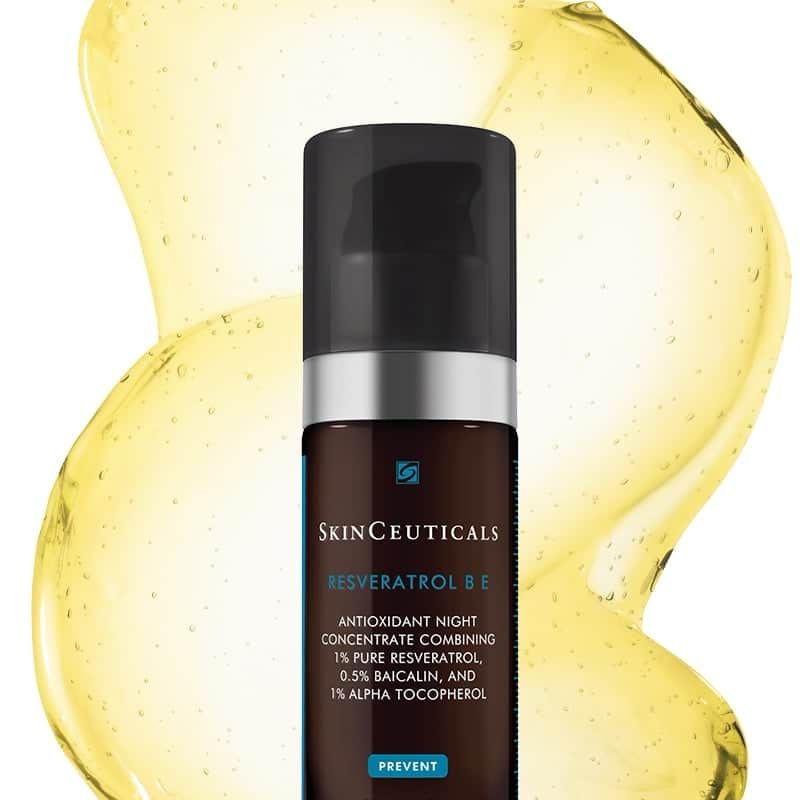 SkinCeuticals Resveratrol B E • Nighttime Antioxidant Serum Concentrate Combining 1% PURE RESVERATROL • 0.5% BAICALIN • 1% ALPHA TOCOPHEROL• 30 mL