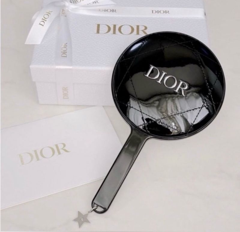Dior • Sleek Black Mirror • Dior Hand Held Mirror • Ideal For Quick Touch-Ups • Travel • Simply Use With Luxury In Mind