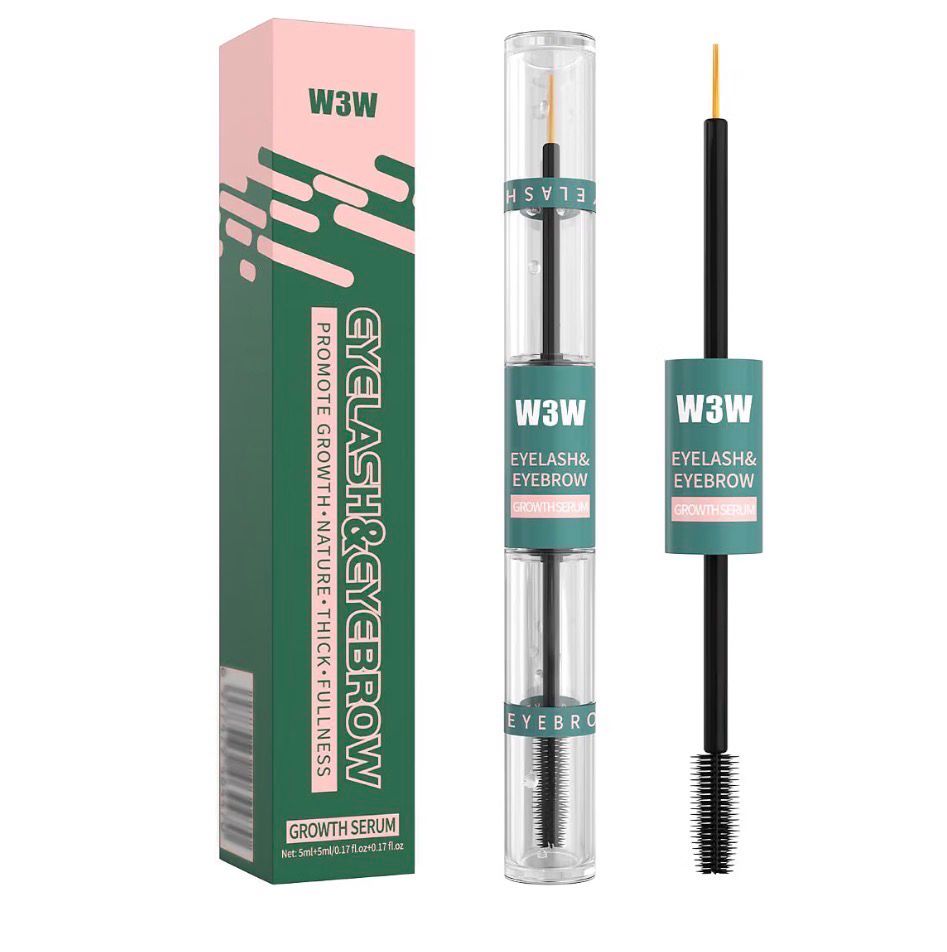 W3W • Eyelash • Eyebrow Growth Serum 2 in 1 Dual Brush Design for Longer•Thicker•Fuller Lashes &amp; Brows • Infused with Peptides • Centella Asiatica • Vegan • Oil-Free • 4-12 Weeks to Results