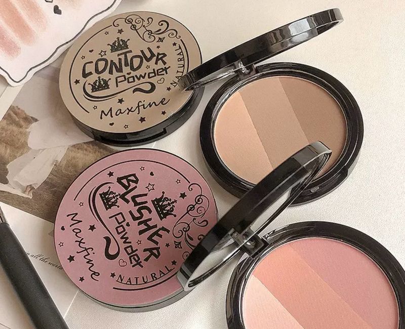 Maxfine Three-Color Contour Palette Blush Palette Matte Nose Shadow Highlighter Earth Tone All-In-One Palette Matte Texture