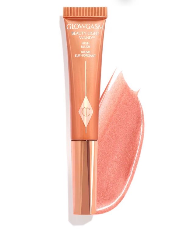 Charlotte Tilbury Beauty Light Wand Liquid Highlighter Makeup • Soft-Focus Highlighter &amp; Blush for Cheeks • Pearlescent • Weightless Radiant Finish • PeachGazm • 12 mL
