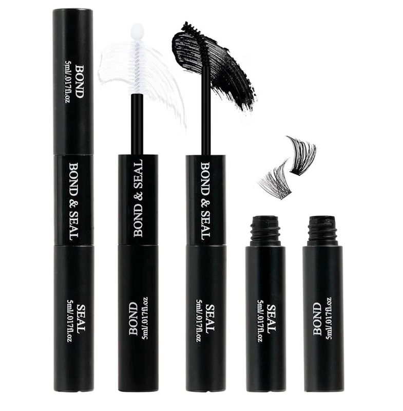 Lash Bond &amp; Seal Black Lash Glue for Eyelash Clusters 10ml • 2 in 1 Bond and Seal • Black Lash Glue • Waterproof Adhesive • 72H Strong Hold • Long Lasting Wear • With Tweezer • DIY Lash Extensions Set