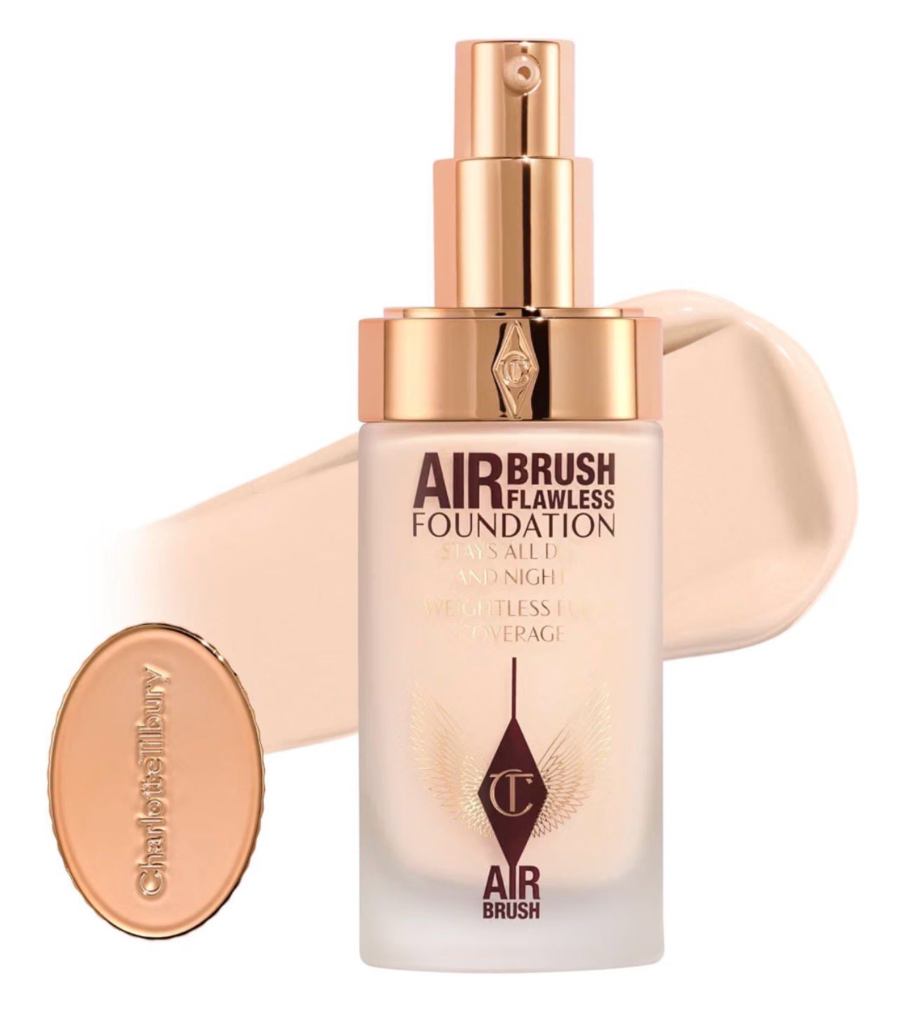 Charlotte Tilbury Airbrush Flawless Matte Foundation • Full Coverage • Liquid Makeup with a Natural-Matte Finish • Smoothes &amp; Blurs Pores - Waterproof &amp; Transfer Resistant • 30 mL