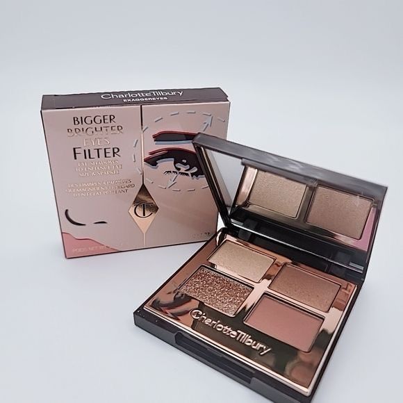 Charlotte Tilbury Bigger • Brighter Eyeshadow Palette Shimmer &amp; Satin Matte Eyeshadow Quad with a Rich Powder Formula • Includes 4 Complementary Shades • Exagger-Eyes