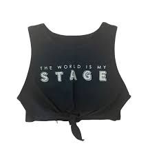 &quot;World Is My Stage&quot; Tank, Color: Black, Size: 6x/7
