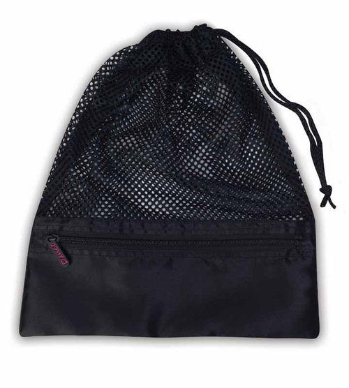 Drawstring Mesh Shoe Bag, Color: Black