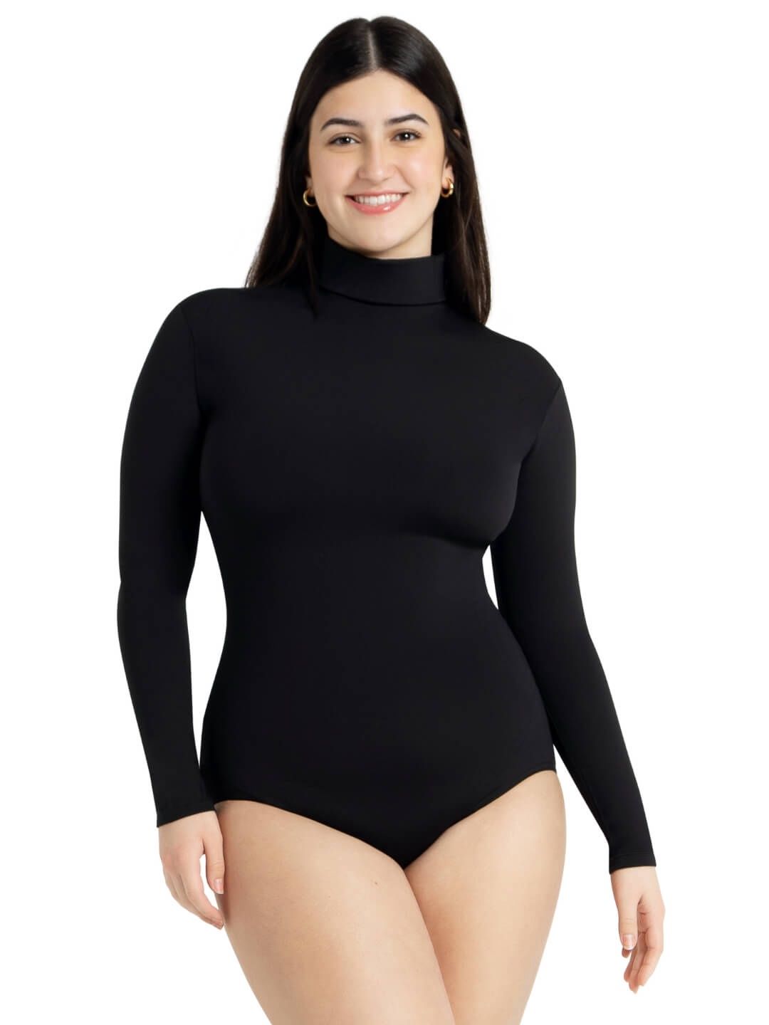 Turtleneck Long Sleeve Leotard, Color: Black, Size: XSA