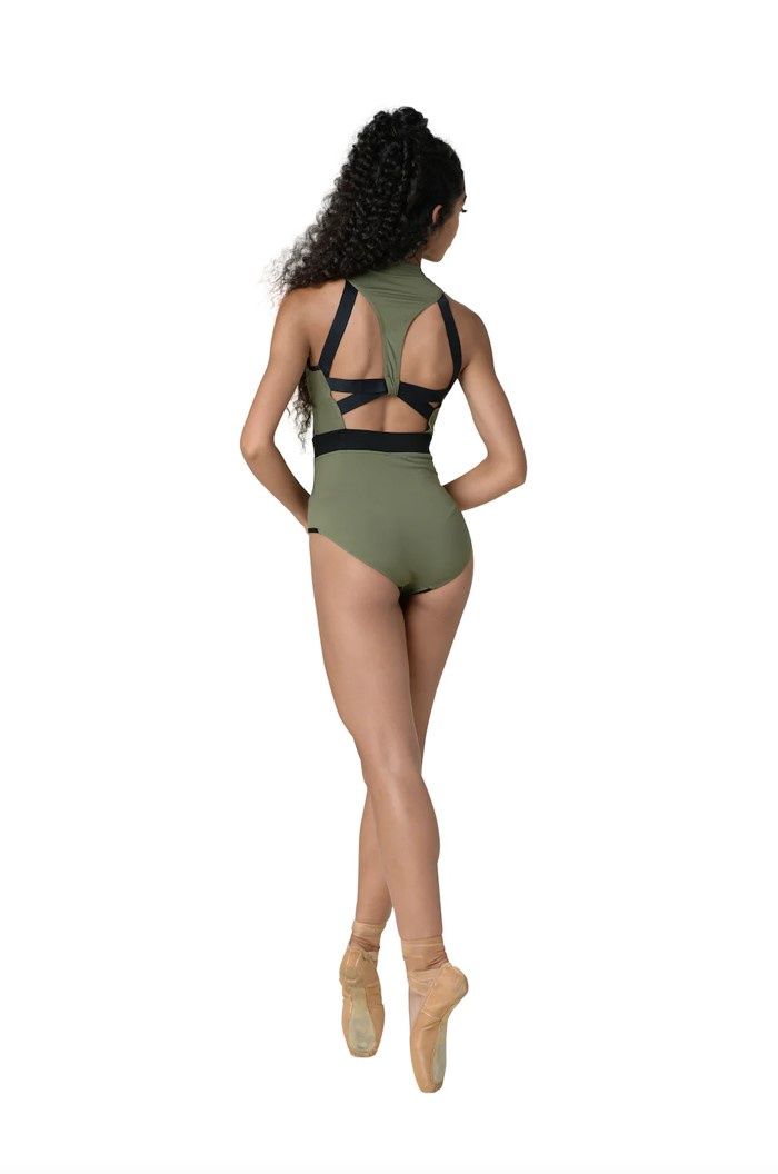 Adult Madison Scuba Leotard With Zigzag Texture, Color: Olive, Size: P