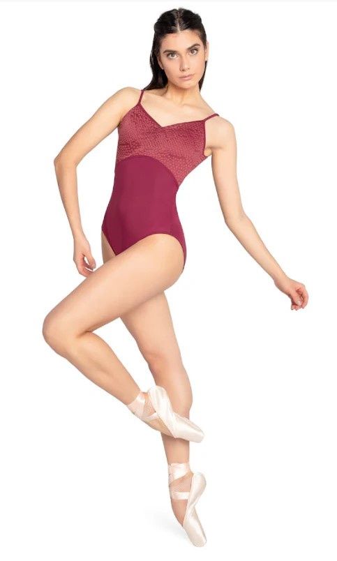 Cami Leo w/Dotted Mesh - Womans, Color: Merlot, Size: SA