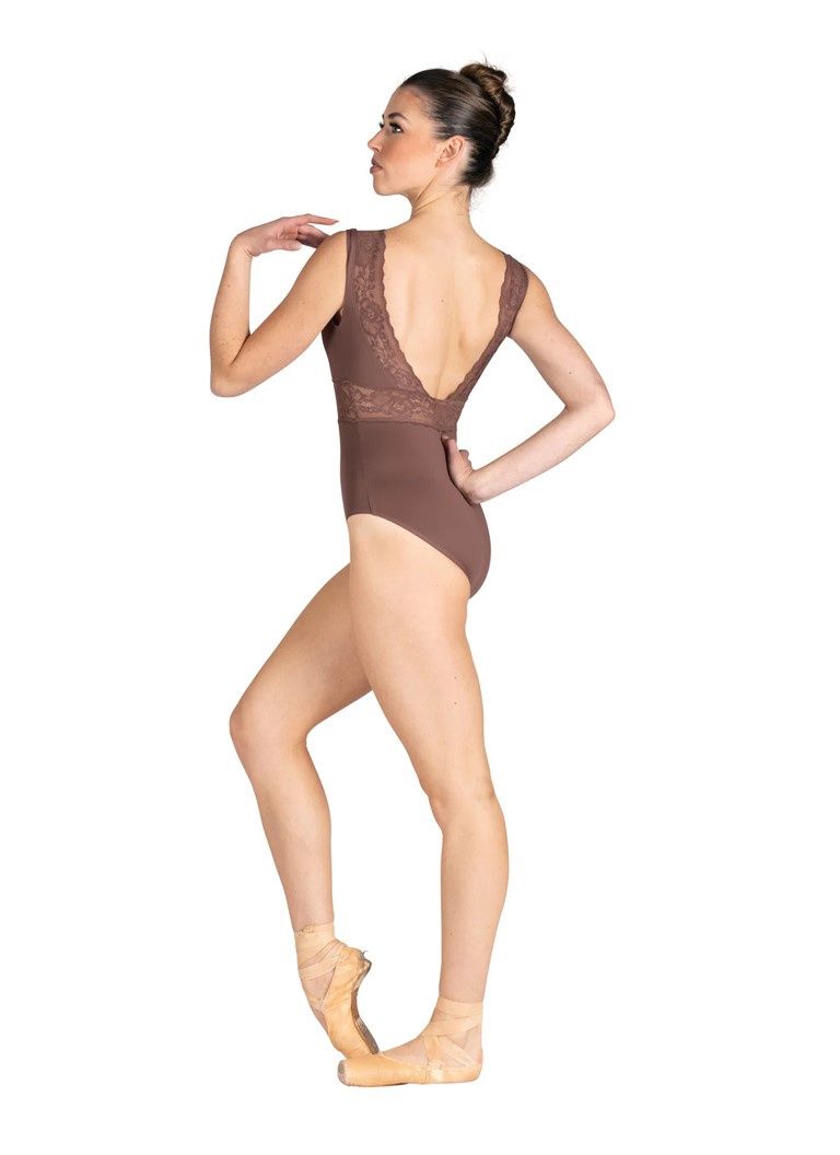 Adult Petra Wide Lace Tank Leotard, Color: Latte, Size: P