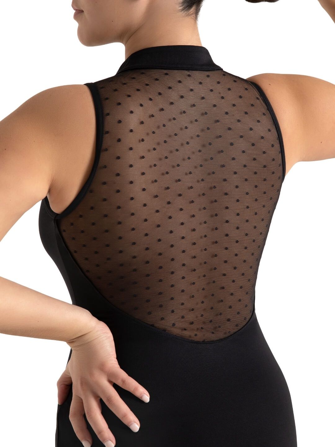 Spot on Zip Front Leotard - Adult, Color: Black, Size: XSA