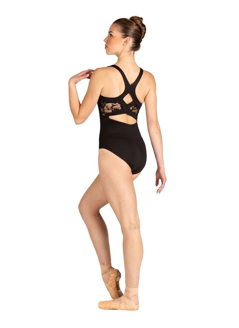 Adult Cassie Lace Tank Leotard, Color: Black, Size: P