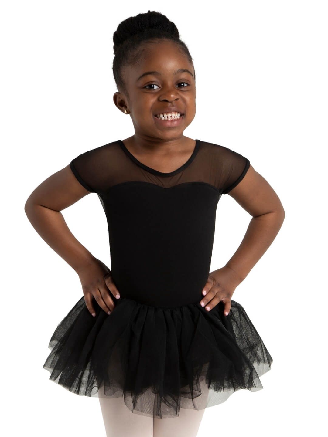 Mesh Yolk Keyhole Tutu Dress, Color: Black, Size: TOT