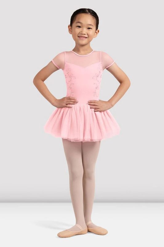 BLOCH Mesh Cap Sleeve Tutu Dress, Color: Candy Pink, Size: 4-6