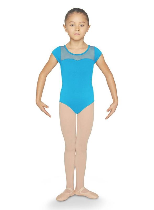 Girls Tully Mesh Back Cap Sleeve Leotard