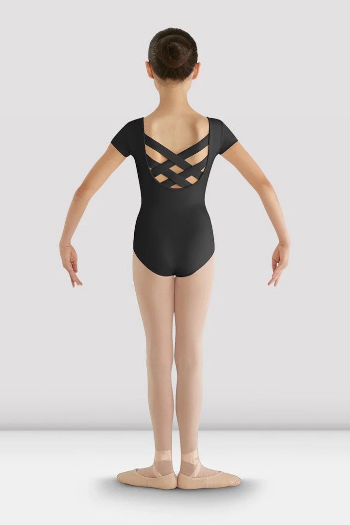 Girls Bellflower Crossback Leotard, Color: Black, Size: 4-6