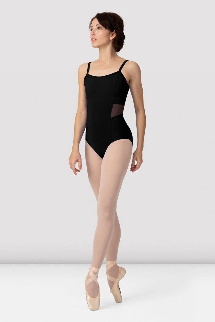 Girls - Scoop Neck Mesh  Panel Cami Leo, Color: Black, Size: 8-10