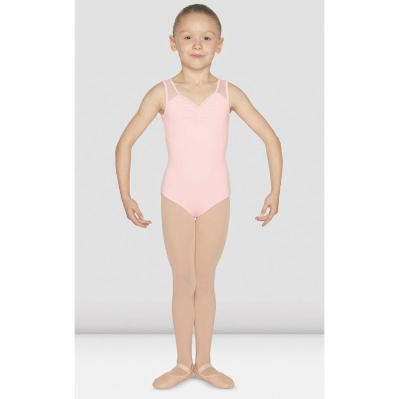 Girls - Gathered Front Heart Flock Open Back Tank Leotard