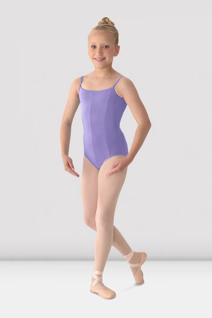Girls Mirella Princess Seam V Front Camisole Leotard, Color: Lilac, Size: 8-10