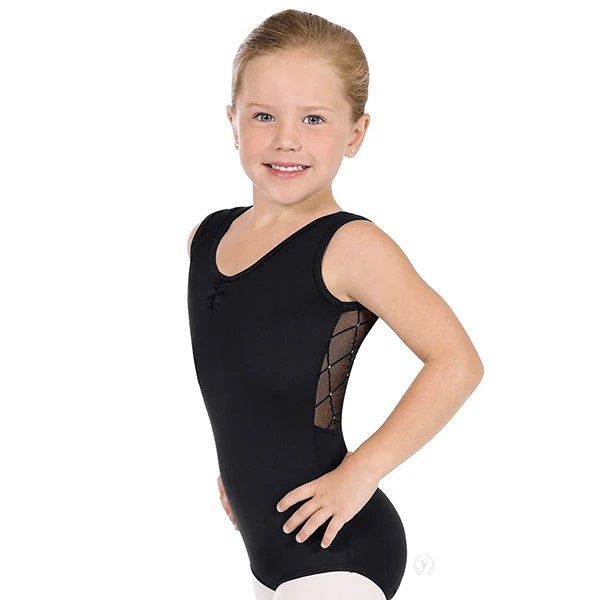 Girls Diamond Mesh Back Tank Leotard