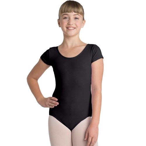 Kids Hayden Basic Cap Sleeve Leotard, Color: Black, Size: 2-4