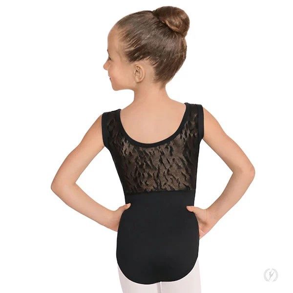 Girls Impression Mesh Back Tank Leotard, Color: Black, Size: XSC