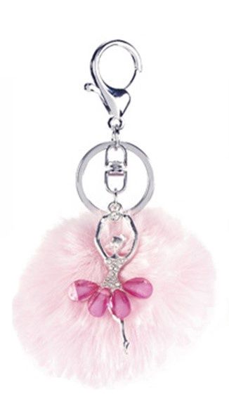 Ballerina Keychain Pouf, Color: Pink