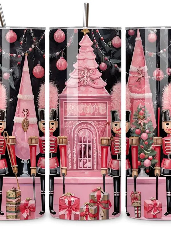 Pink Nutcracker Christmas 20 oz. Stainless Steel Tumbler