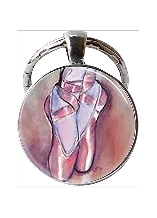 Glass Pointe Shoe Ballet Keychain