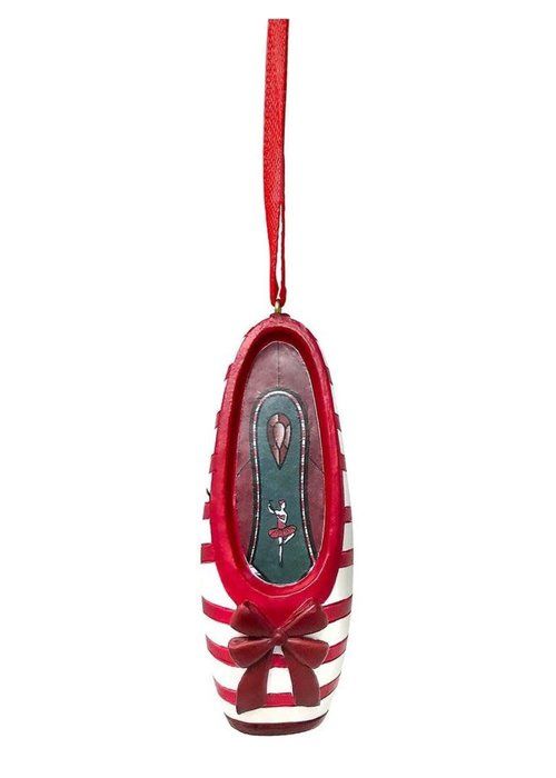 Nutcracker Red/Wht Pointe Shoe Holiday Ornament