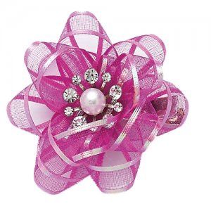 Fuchsia Flower Party Bow Hair Clip, Color: Hot Pink