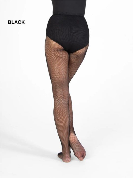 TotalSTRETCH Seamless Regular Fishnet Footed Tights, Color: Black, Size: S/M