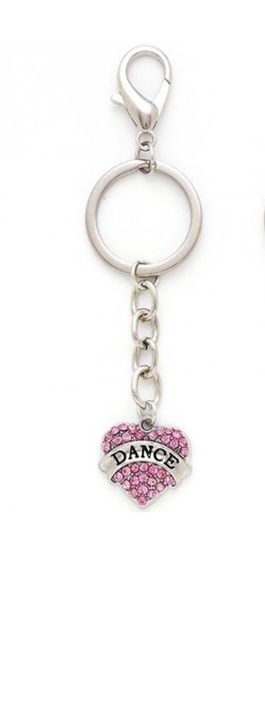 Rhinestone Dance Heart Keychain