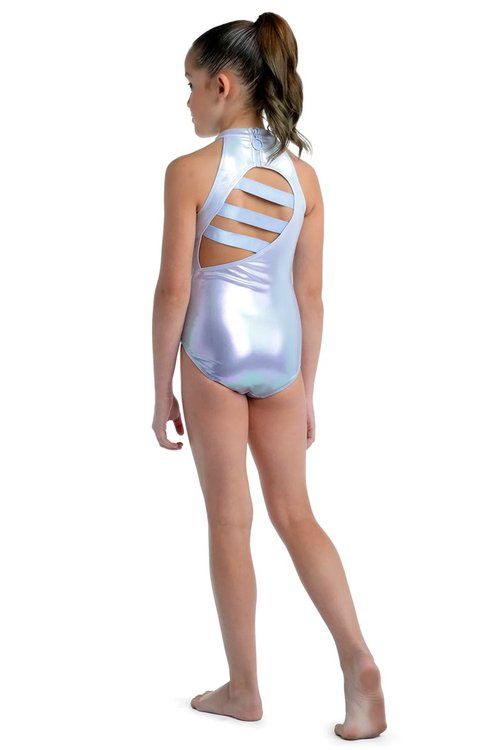 Pearlescent Dip-Dye Mock Neck Gymnastics Leotard, Color: Dusk, Size: 8-10