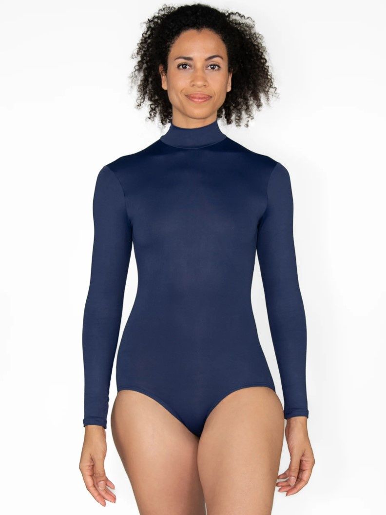 ProWEAR Zip Back Mock Turtleneck Leotard - WOMENS, Color: Navy, Size: SA