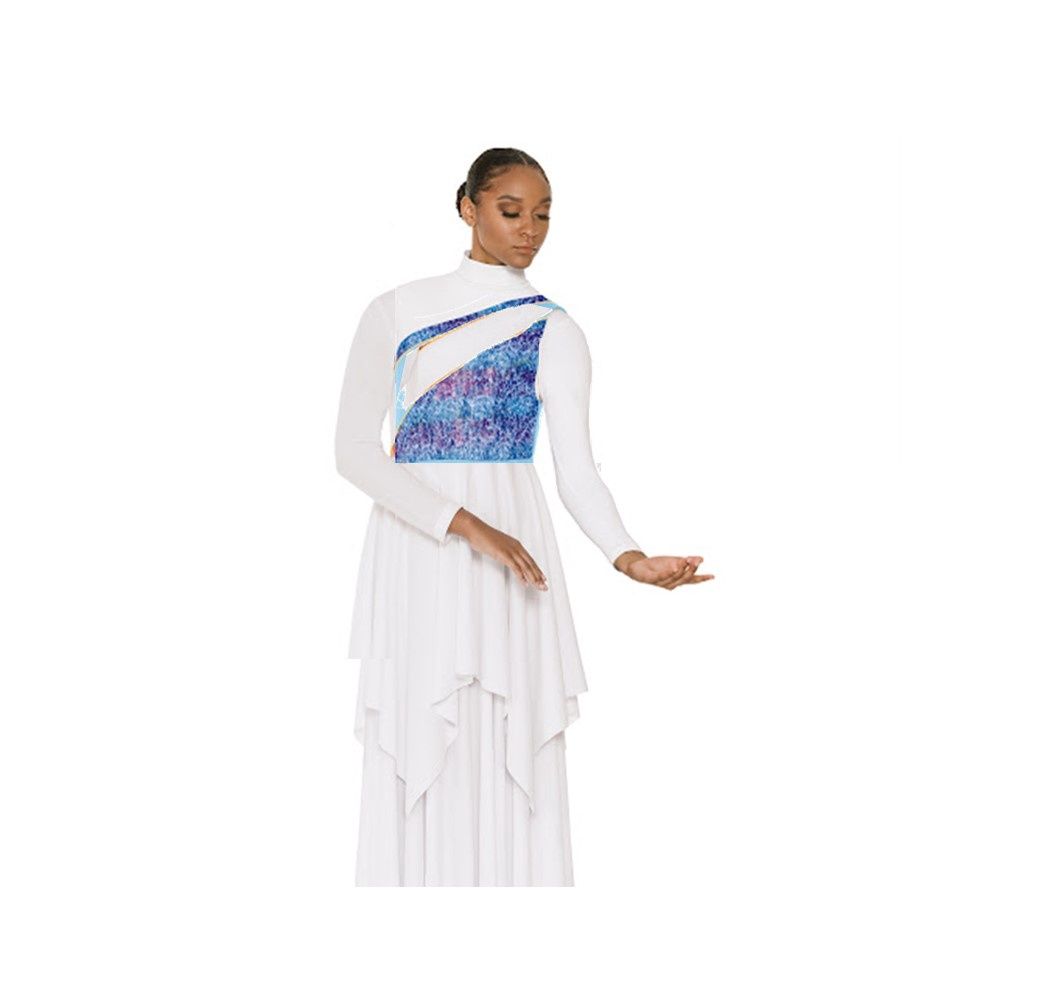 Womens Fire and Rain Asymmetrical Tunic, Color: White Rain, Size: L/XL