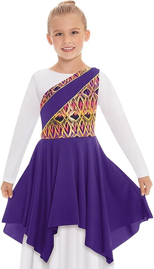 Girls Joyful Praise Asymmetrical Worship Tunic, Color: Purple, Size: S/M