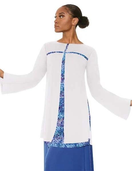 Womens Fire and Rain Split Layer Tunic, Color: White Rain, Size: SA