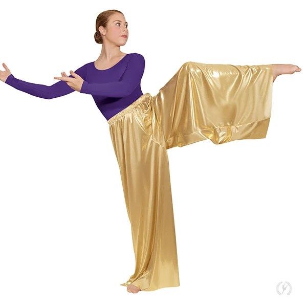 Womens Metallic Palazzo Pants, Color: Gold, Size: LA