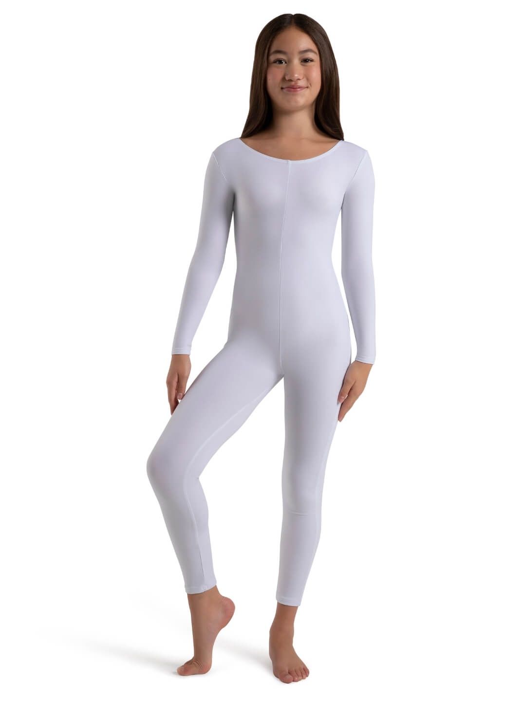 Team Basics Long Sleeve Unitard - Child, Color: White, Size: SC
