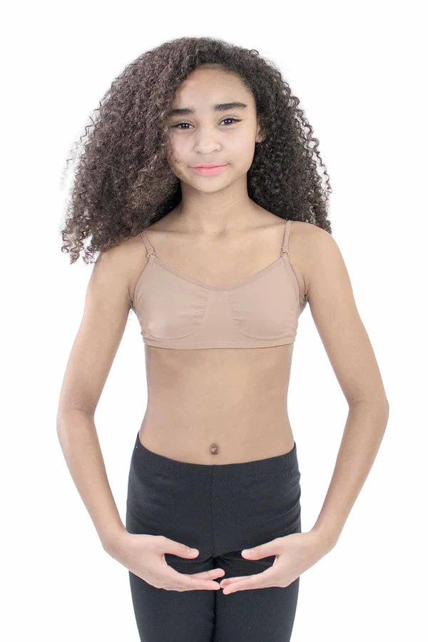 Bra Top w/ Clear Strap Girls, Color: Nude, Size: S/M